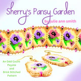 SHERRY'S PANSY GARDEN Bracelet Pattern with Brick Stitch Charms