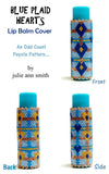 BLUE PLAID HEARTS Lip Balm Cover Pattern