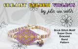 CREAMY GOLDEN VIOLETS Brick Stitch Motif Super Duos Bracelet Band Pattern