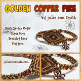 GOLDEN COPPER FIRE Brick Stitch Motif Super Duos Bracelet Band Pattern