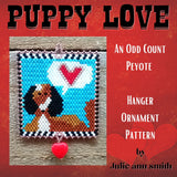 PUPPY LOVE Odd Count Peyote Hanger Ornament Pattern