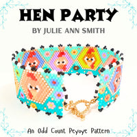 HEN PARTY Odd Count Peyote Bracelet and Brick Stitch Earrings/Charms Pattern