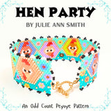 HEN PARTY Odd Count Peyote Bracelet and Brick Stitch Earrings/Charms Pattern