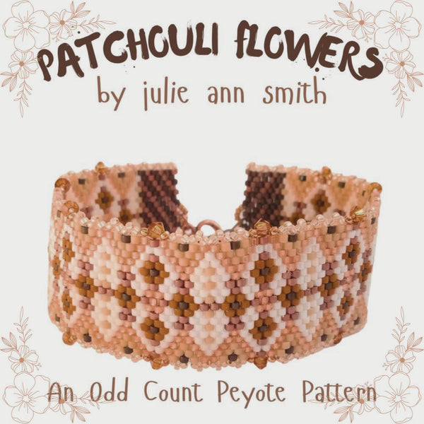 PATCHOULI FLOWERS Odd Count Peyote Bracelet