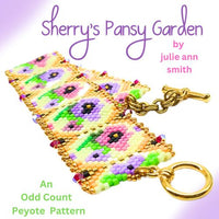 SHERRY'S PANSY GARDEN Bracelet Pattern with Brick Stitch Charms