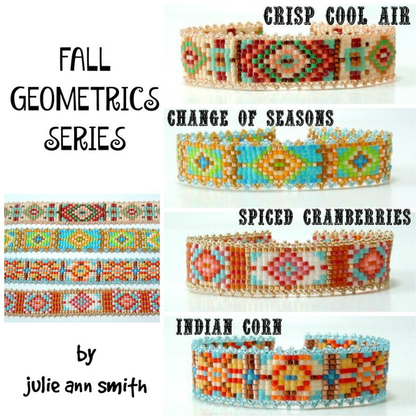 FALL GEOMETRICS Square Stitch or Loom Bracelet Pattern