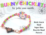 BUNNY CHICKLETS Brick Stitch Motif Super Duos Bracelet Band Pattern