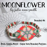 MOONFLOWER Brick Stitch Motif Super Duos Bracelet Band Pattern