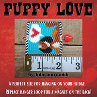 PUPPY LOVE Odd Count Peyote Hanger Ornament Pattern