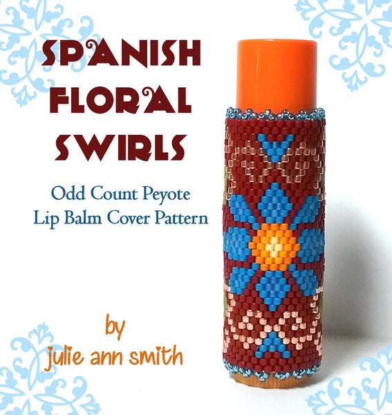 SPANISH FLORAL SWIRLS Lip Balm Cover Pattern